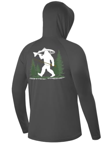 Image of FISHEAL Men's UPF 50+ Fishing Hoodie, Long Sleeve Sun Protection UV Shirts with Mask, Lightweight Quick Dry Outdoor Hooded