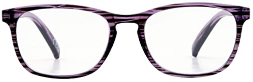 Foster Grant Constance Elana Reading Glasses for Women +2.00, Soft Square Frame in Translucent Purple with Spring Hinges