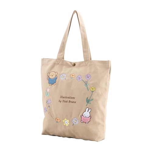 [ハピタス] トートバッグ miffy ミッフィー HAP6009 6009P B279刺繍ナチュラルフラワーリース