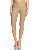 Women's Jeggings Fleece Lined High Waist Stretch Skinny Pant Knit Denim Capri & Full Length Jegging Reg-Plus Size, Capri-khaki, Large
