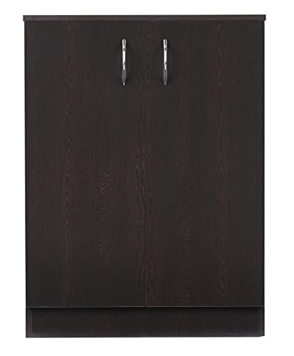 Image of DeckUp Apollo 2-Door Engineered Wood Shoe Rack, Shoe Cabinet And Shoe Stand (Dark Wenge, Matte Finish), 40 x 61 x 91.5 Cm