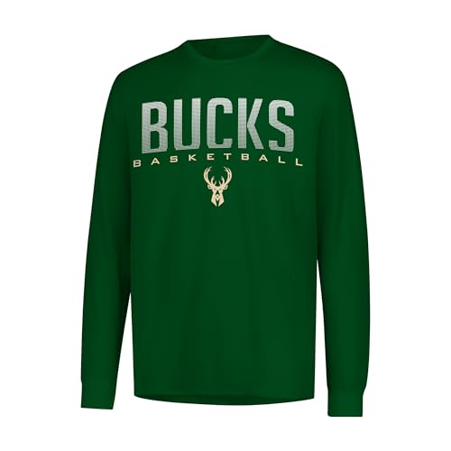 Ultra Game NBA Official Men’s Super Soft Game Day Long Sleeve T-Shirt - Unisex, Milwaukee Bucks, Team Color, Medium - image 1