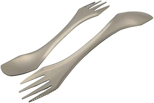 RISON Titanium Spork 3-in-1 Lightweight Eco-Friendly Durable Spoon-Fork-Knife, Combo Multitool Titanium Spoon Titanium Knife Titanium Spork with a serrated edge for Backpacking, Camping, Outdoor