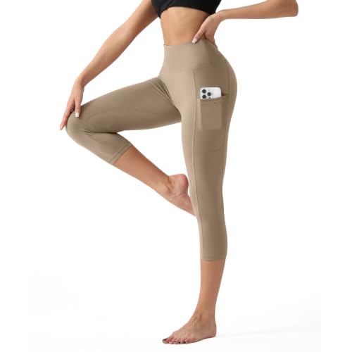 Image of YUDSUD High Waisted Leggings for Women with Pockets - Tummy Control Capris Yoga Pants for Workout Running Athletic Cycling