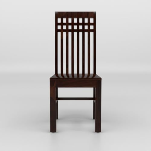 Image of Solid Sheesham Wood Dining Chair Set of 4 | Premium Wooden Dining Chairs | Elegant Vertical Slatted High Backrest | Heavy Duty Dining Table Chairs for Home, Kitchen & Dining Room