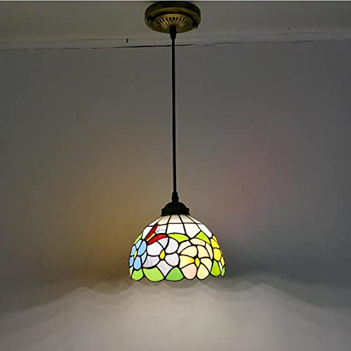 Mini lámpara colgante de pasillo con vitral rosa y amarillo de techo 2