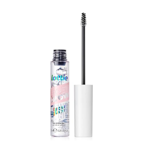 Lottie London MegaBrow Brow Glaze in Clear, Lash & Eyebrow Setting Gel, Transparent & Lightweight for Feathery Brows & Defined Eyelashes
