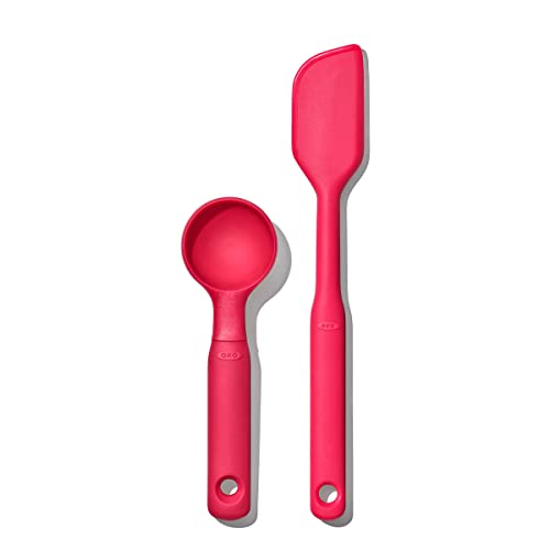 OXO Good Grips Medium Silicone Cookie Scoop & Small Spatula Set?, Medium Cookie Scoop & Small Spatula, Red