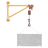 Wall Mount Jib Crane, 440lbs Load Capacity Wall Mount Crane Bracket, Alloy Steel Hoist Support Arm with 180° Swing, Heavy Duty Crane Swing Arm with Pole, Orange(Hoist not incl)