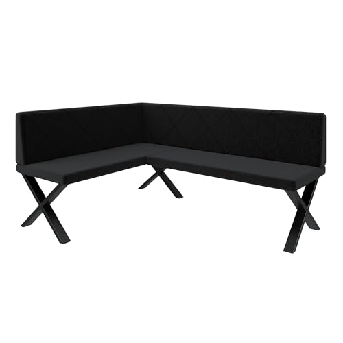 FURNISTAR Panca angolare Akiko Metal X – Panchina angolare per sala da pranzo, cucina moderna, zona pranzo, perfetta per cucina, ufficio e reception. Lavorazione solida e robusta (128 x 168 sinistra