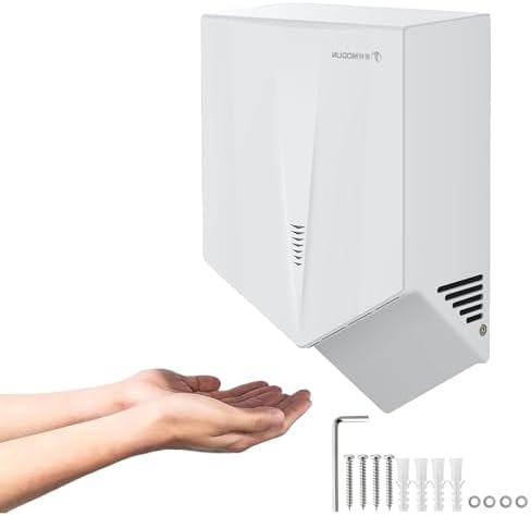 High-Speed Wall Mounted Hand Dryer 1500W for Bathroom, Office & Restaurant, 220V IPX1 Waterproof, Dries Hands in 5-8 Seconds, Energy Efficient, White Finish