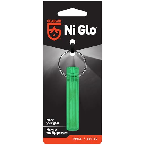 Image of GEAR AID Ni Glo 2 inch UV Rechargeable Glowing Keychain - Multi-Purpose Glow-in-the-Dark Accessory for Camping