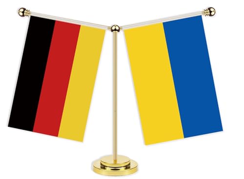 Drapeau de bureau Allemagne Ukraine stable de 30 cm sans chute