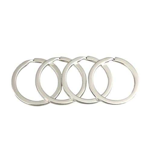 JCUIyon Llaveros Redondos de 10/20 Piezas, 15/20/25/28/30mm, llaveros con Cierre Dividido for Bolso, Llavero de Coche(Silver,25mm)