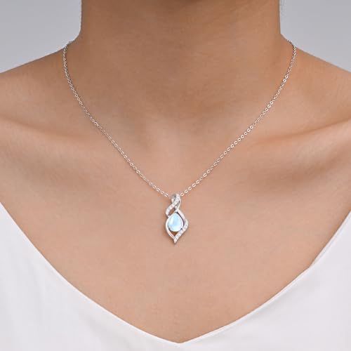 Myfresty 925 Sterling Silver Moonstone Necklace, Moonstone Pendant June Birthstone Necklace Jewelry for Women, Inspirational Birthday Graduation Gifts for Friend Sister Daughter Gift — view 2