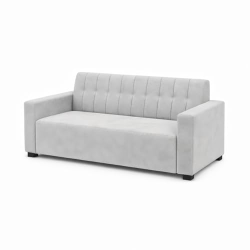 Image of FURNY Luxora 2 Seater Fabric Sofa Set (Light Grey) with Velvet Finish | Durable Comfort | Ideal for Living Room. | Breathable material