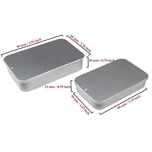 Image of Goodma 24-Pack Slide Top Rectangular Metal Tin Containers, Silver