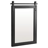 KARTOOSH Black Farmhouse Mirror Barn Door Style Rectangle Solid Wood Frame Wall Mirror Rustic Decorative Mirror for Bathroom, Entryway, Living Room, Wall Decor, 22 x 30 Inches
