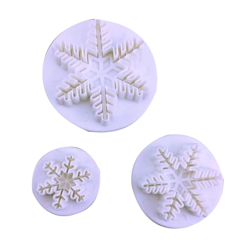 3 Pcs/Set Snowflake Plunger Fondant Decorating Sugar Craft Mold Cutter Cake Decorating Pastry Cookie Tools