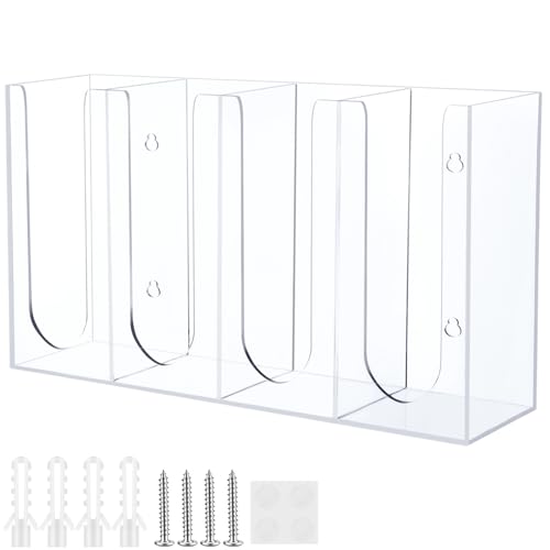 Varku 4-Compartment Acrylic Coffee Cup Dispenser and Holder, Wall-Mounted or Counter, Clear Sauce Cup Storage for Kitchen, Bar