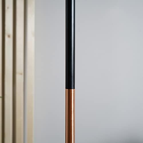 MiniSun Industrial Black and Copper Metal Floor Lamp with a White Marble Base - Complete with a 6w LED Filament Light Bulb [2700K Warm White]
