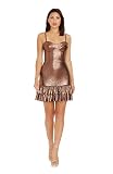 Dress the Population Women's Arden Metallic, Mini, Fit and Flare, Sweetheart Neck Dress, Bronze, Medium