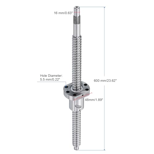 QUARKZMAN Kugelumlaufspindel SFU1605 (Durchmesser 16mm, Steigung 5mm, Länge 600mm) mit Kugelumlaufmutter Anti-Backlash Kugelumlaufspindel-Kit Standard-Endbearbeitung für BK/BF12