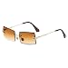 Produktbild SHEEN KELLY Square Ultra-Small Frame Sonnenbrille für Frauen Männer Rectangle Retro durchsichtige Linse randlose Sonnenbrille