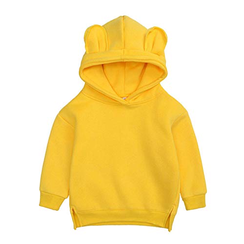 Qlipin Unisex Baby Sweatshirt Hooded Sweatshirt Long Sleeve Sweat Top Yellow #TOP13