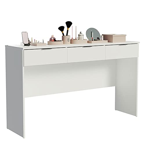 Madesa Penteadeira Camarim Carly com 3 Gavetas Branco 86x136x38 cm