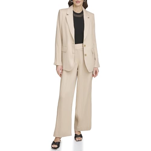 Blazer DKNY veste organza manches longues femme tailleur fluide léger noir