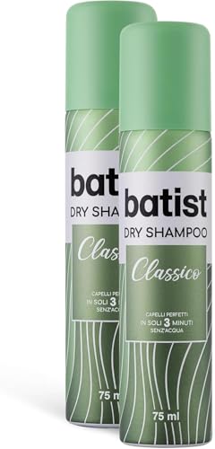 Batist Shampoo Secco Classico, Shampoo a secco ravvivante per capelli perfetti in soli 3 minuti, senz'acqua, Shampoo secco adatto a tutti i tipi di capelli, 2x75 ml, Made in Italy