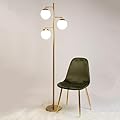 Ozarke Cosmic Glow Floor Lamp, Contemporary Modern LED Standing Tall Pole with 3 Globe Frosted Glass Shade for Bedroom, Living Room & Home Decor, UL Listed Warm 3000K - Brass Gold