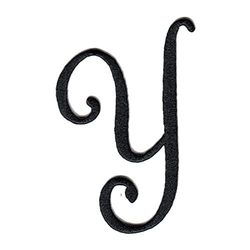 Hip Hop 50's Shop 2.5" Black Script Iron On Letter A-Z Monogram Applique, Y