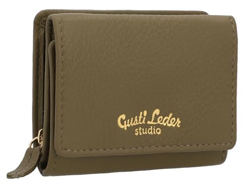 Gusti Geldbörse Leder - August Geldbörse Mini Portemonnaie klein Geldbeutel Kartenetui Brieftasche Damen Herren Grün