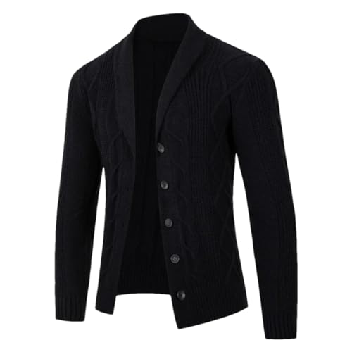 Men's Single-Breasted Cardigan, Lapel Knit Cardigan, Long-Sleeved Casual Sweater