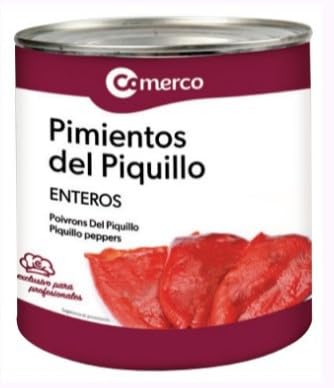 Comerco Pimientos del Piquillo Enteros, Peperoni Piquillo Interi Extra, Formato Famiglia, Peso Sgocciolato 1,9 kg