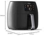 Philips Premium Airfryer XXL, Fat Removal Technology, 3lb/7qt, Rapid Air Technology, Digital Display, Keep Warm Mode, 5 Cooking Presets, HomeID App, Family Sized, Black (HD9650/96)