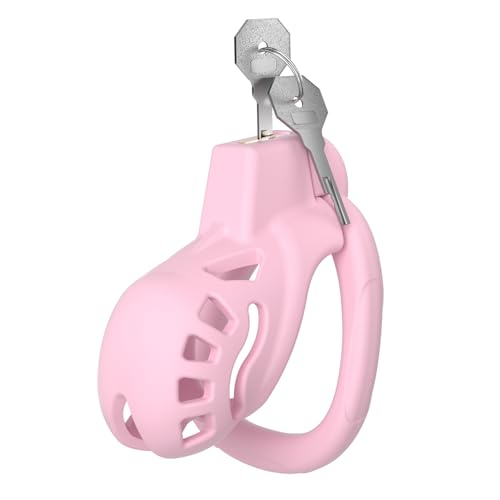 Vikkiy Male Chastity Cage, Small Chastity Device with 3 Sizes Rings and Invisible Lock for Man Penis Exercise Bondage Gear & Accessories Lightweight Adult Sex Toys, Pink