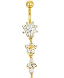 Besteel 14G Navel Rings Surgical Steel Long Dangle Belly Button Rings for Women Body Piercing