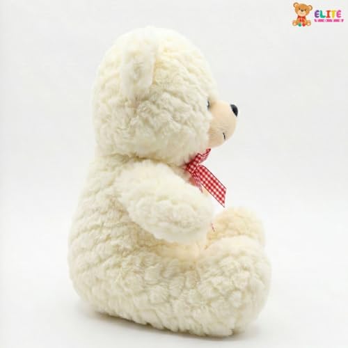 Image of Teddy Bear, 25 cm Soft Plush Stuffed Animal with Decorative Bow Cuddly Toy for Babies and Kids (Cream)