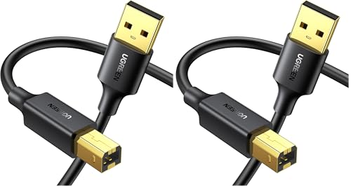 Image of UGREEN USB Printer Cable - USB A to B Cable, High-Speed Printer Cord Compatible with Hp, Canon, Brother, Samsung, Dell, Epson, Lexmark, Xerox, Piano, Dac, and More 10 FT (Pack of 2)