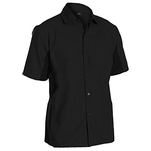 Chef Code Utility Work Shirt with Button Front and Vent Side Panels (L, Black)