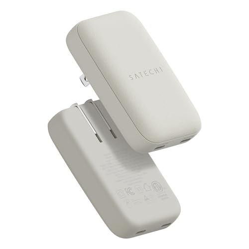 Image of Satechi OntheGo 67W Wall Charger, GaN USB-C Travel Charger (PD 3.0+PPS), 2 USB-C, 67W(1) /45W+20W(2), for MacBook Air /Pro /Neo, iPad Air /Pro, iPhone 17, Galaxy, Pixel, Steam Deck - Sand