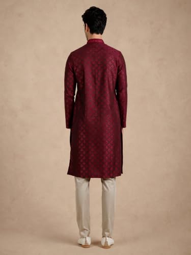 Image of Manyavar Men's Blended Viscose Printed Kurta Pyjama Set (2pcs)