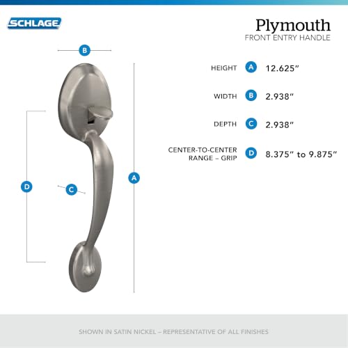 Image of SCHLAGE Plymouth Entry Handleset, Right Hand Flair Lever, Bright Brass