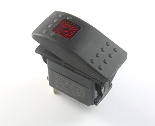 (HY #59) Carling Rocker Switch SPST RED Illuminated On/Off 10A 250vac Ignition Protected Soft Rubber; 3 Prongs