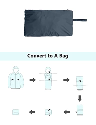 Mapamyumco Women's Rain Jacket Waterproof Hooded, Outdoor Rain Shell Coat Windbreaker, Ultralight Packable Blue L #TOP4