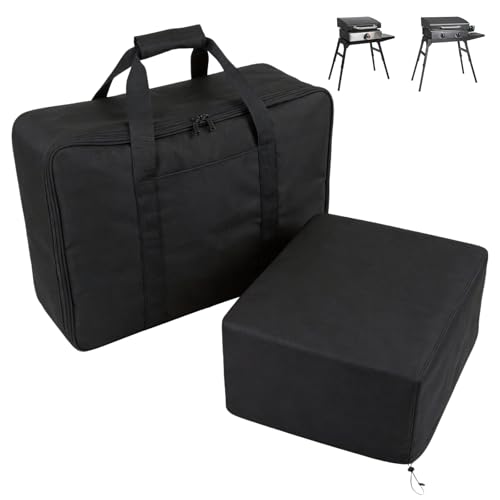 Image of BQMAX Carry Bag and Griddle Cover Replacement for 5510 Blackstone 22 inch Table Top Griddle with Hood /Lid, Heavy Duty 600D Polyester Waterproof Grill Cover and Bag
