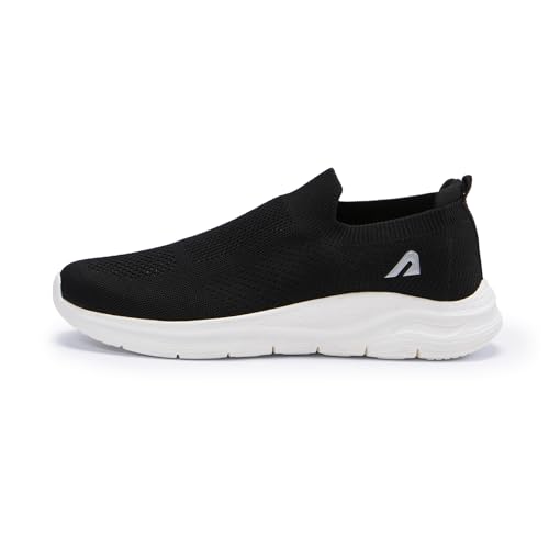 Boldfit Casual Shoes for Men Breathable Knit Slip-On Sneakers with Memory Foam Insole & EVA Sole Lightweight Walking Shoes with Sock-Like Fit & Padded Heel for All-Day Comfort Black